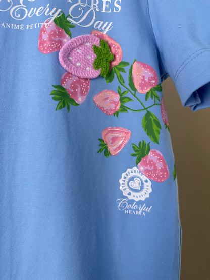 Vestido Infantil Azul Estampa Exclusiva Strawberry - Animê