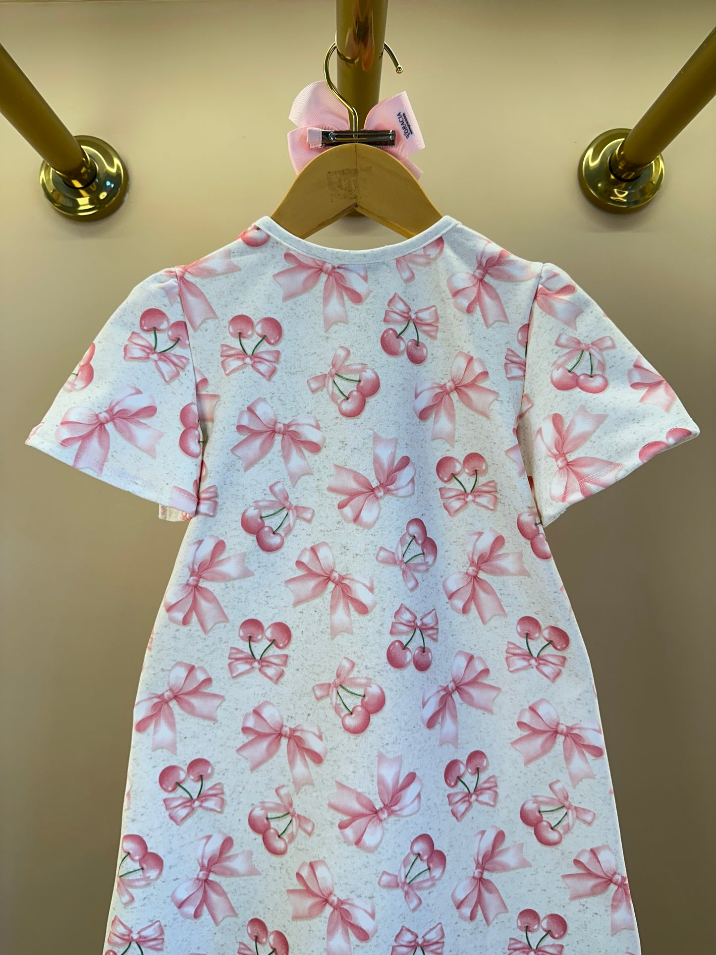 Vestido Infantil Trapézio Ursinha Laço Rosa - Infanti