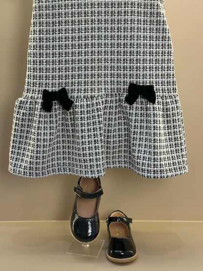 Vestido Infantil MC Sobreposição Tweed Xadrez Preto - Momi