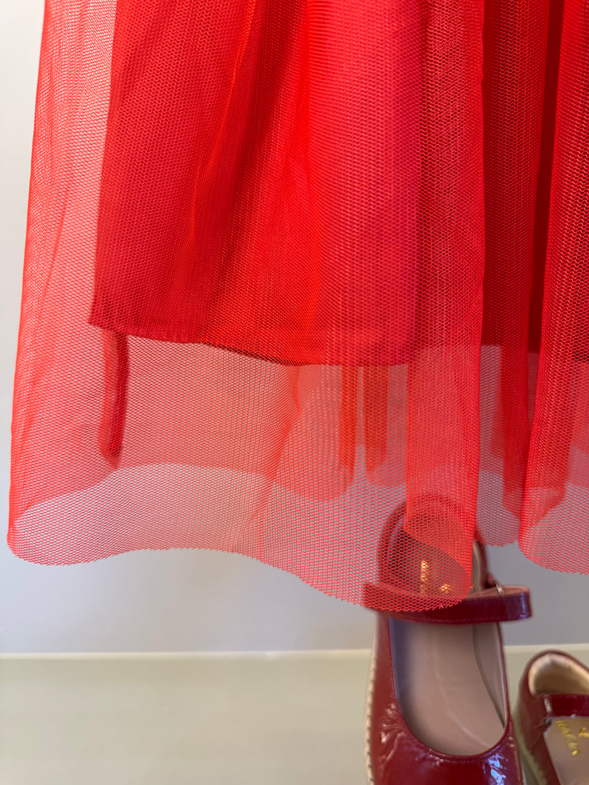 Vestido Infantil Liz Vermelho Com Cereja e Saia Em Tule - Infanti