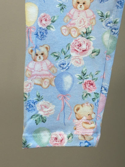 Conjunto Infantil Blusa Mangas Babadinho Em Tule e Calça Legging Estampa Ursinhas - Petit Cherie