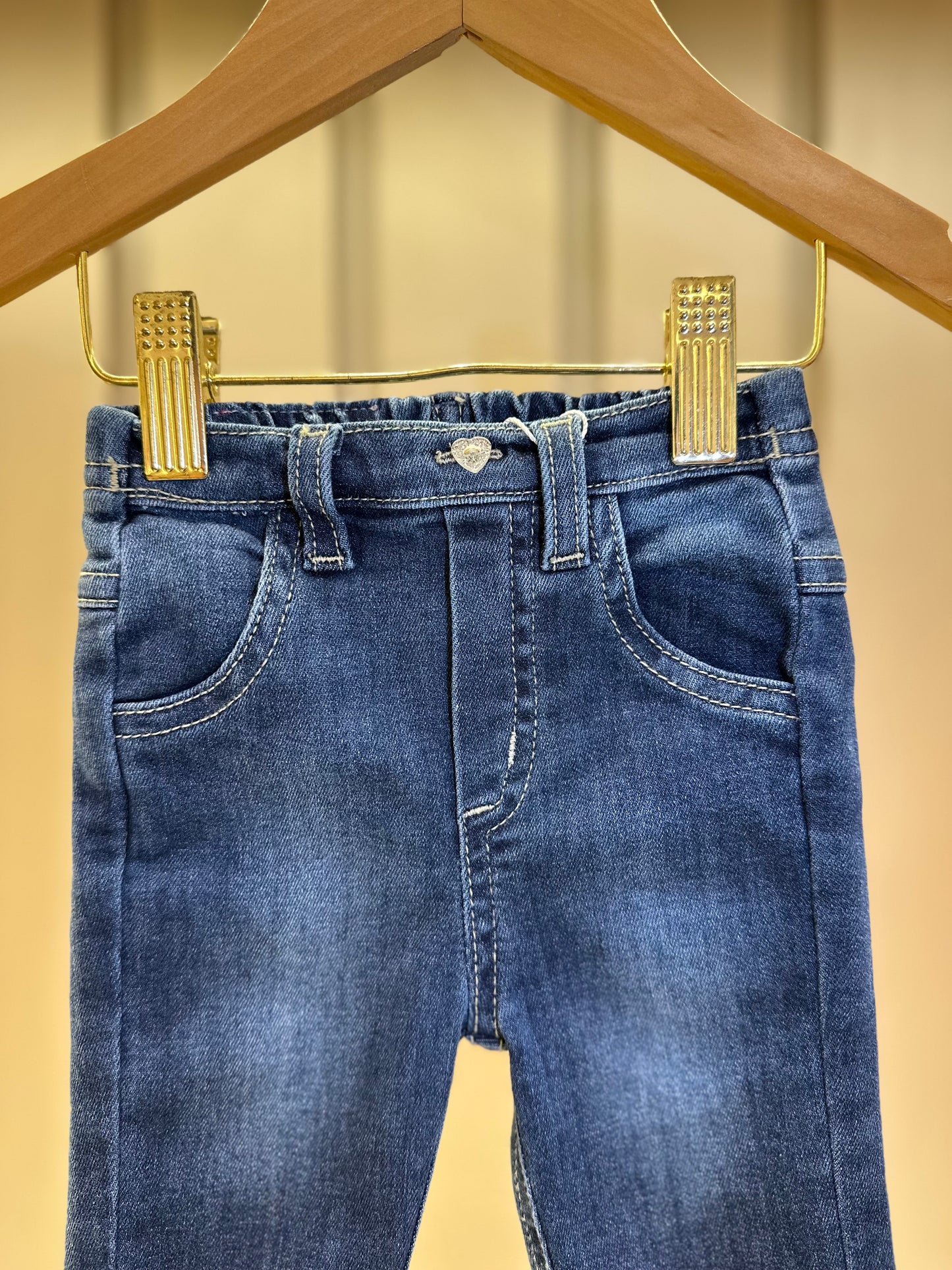 Calça Jeans Bebê Estampada Leve Com Elastano - Um Mais Um