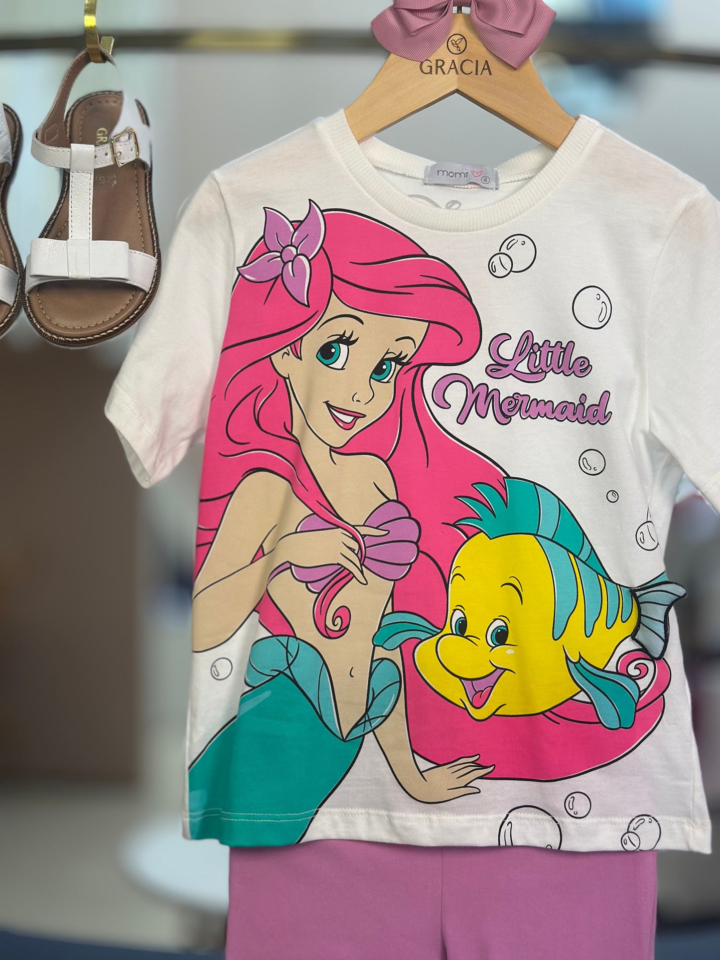 Conjunto Infantil Ariel & Linguado Blusa e Legging Lilás - Momi