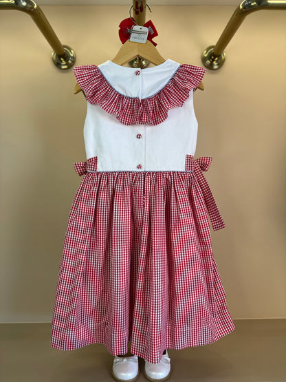 Vestido Infantil Clássico Algodão Coraline Vichy Vermelho - Gracia