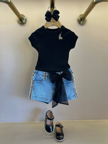 Blusa Infantil Essentials Mini-jóia Preta - Animê