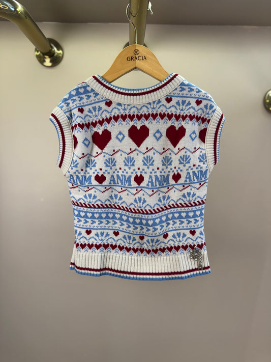 Colete Infantil Tricot Corações - Animê