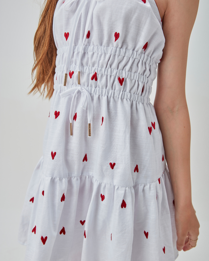 Vestido Teen Voil Corações Bordados - Two In