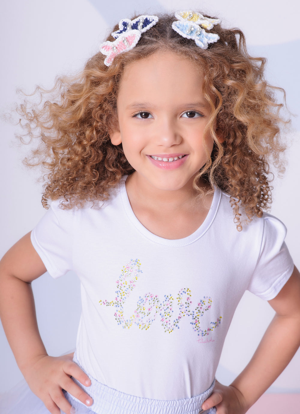 Blusa Infantil Algodão Love Floral Cristais - Pituchinhus
