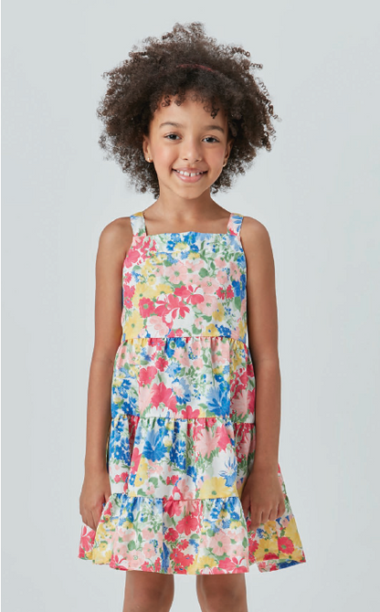 Vestido Infantil Tricoline Floral Rodado - Beabá