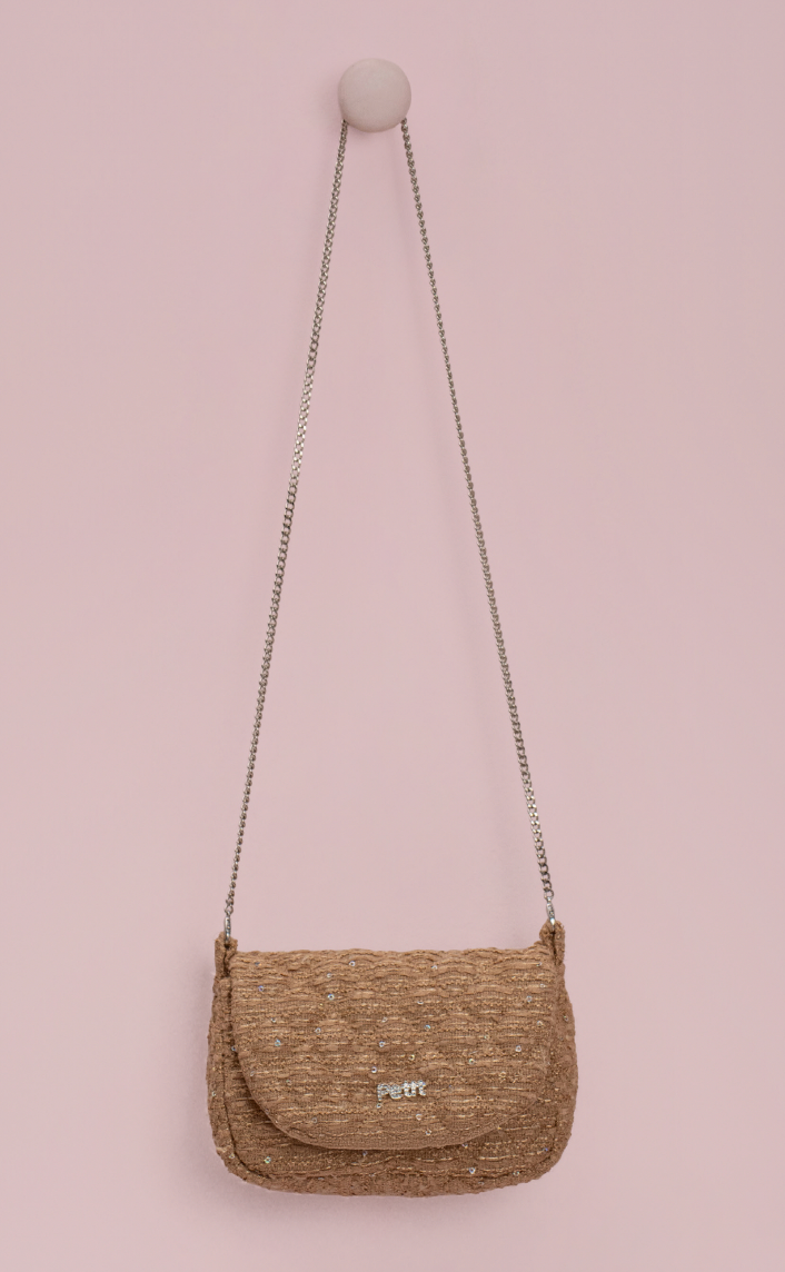 Bolsa Infantil Tweed Shine Bege - Petit Cherie