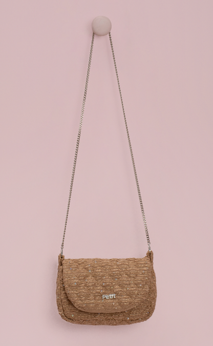 Bolsa Infantil Tweed Shine Bege - Petit Cherie
