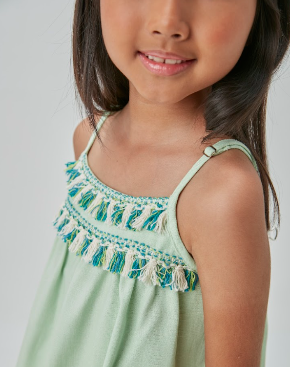 Conjunto Infantil de Linho Bata com Pala e Aviamento e Short Franzido - Beabá