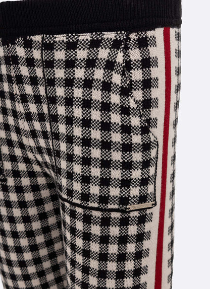 Conjunto Infantil Blusa e Calça Jogging Tricot Xadrez Laço Strass - Pituchinhus