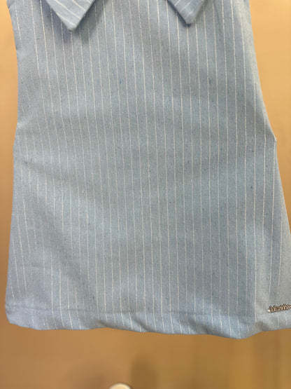 Vestido Infantil Trapézio Laço Bordado Azul - Luluzinha