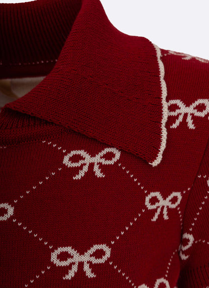 Conjunto Infantil Blusa Polo e Calça Jogging Lacinhos Bala de Cereja - Pituchinhus