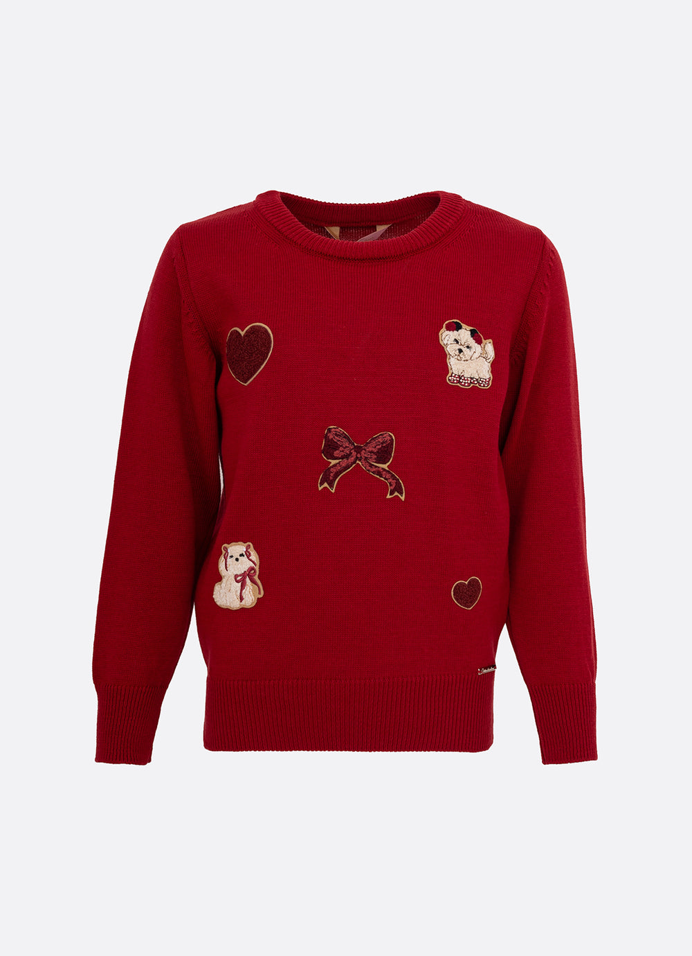 Conjunto Infantil Blusa Tricot Patches Cachorrinhos e Saia-shorts Xadrez Pregas - Pituchinhus