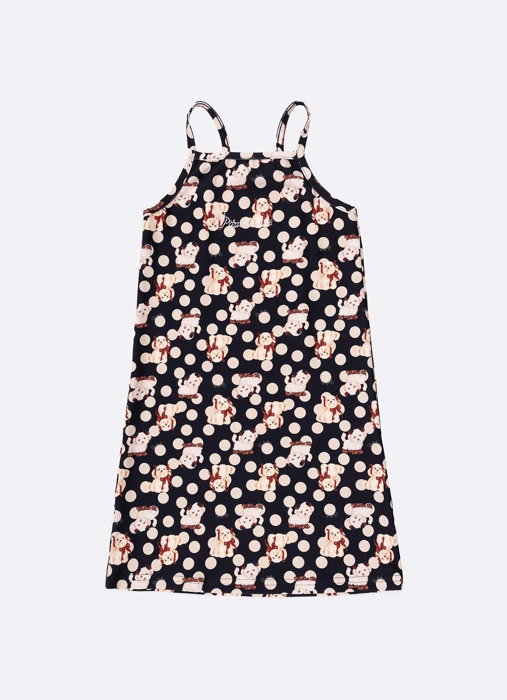 Vestido Infantil Tule Babados Poá Cachorrinhos - Pituchinhus