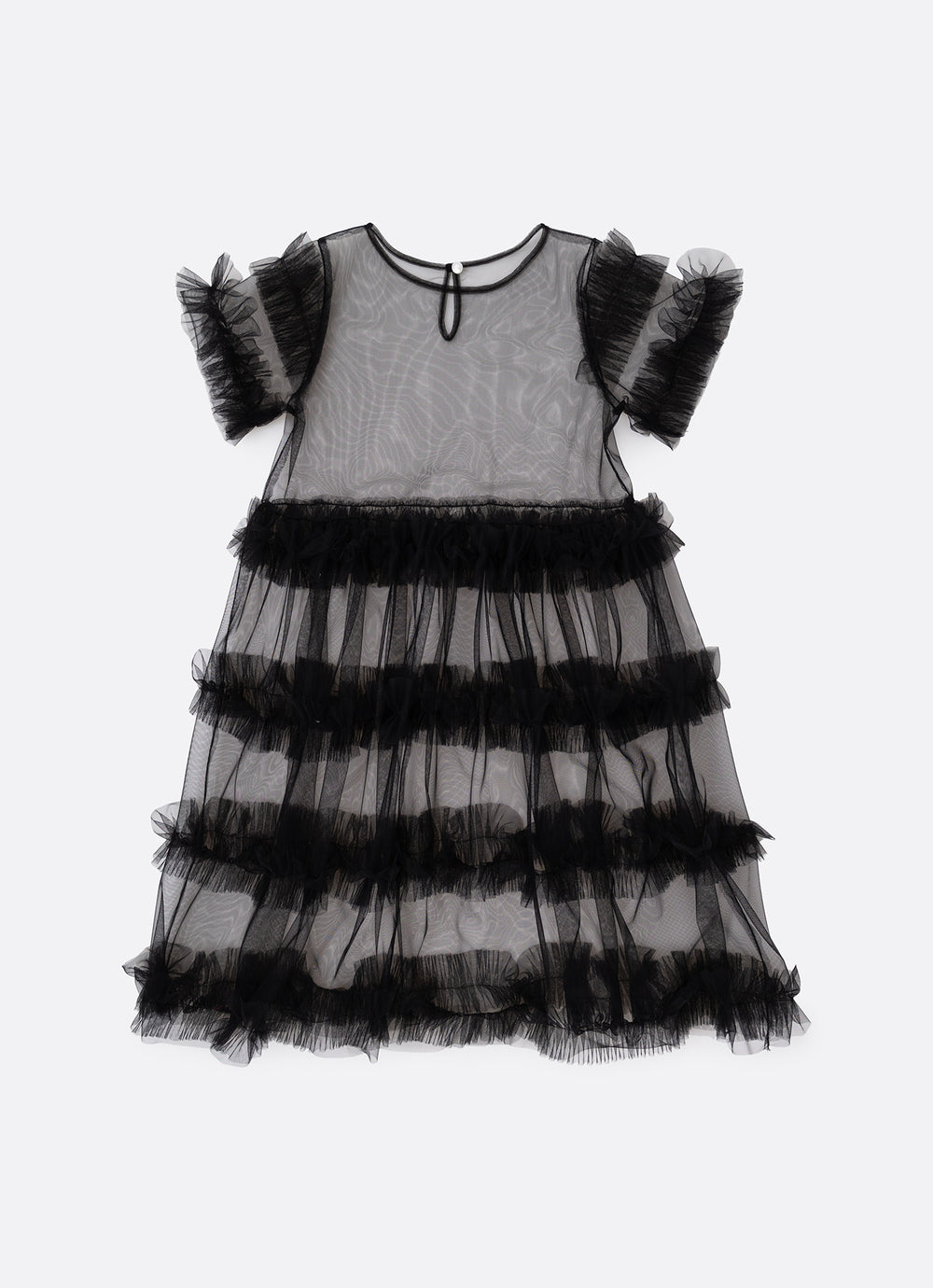 Vestido Infantil Tule Babados Poá Cachorrinhos - Pituchinhus