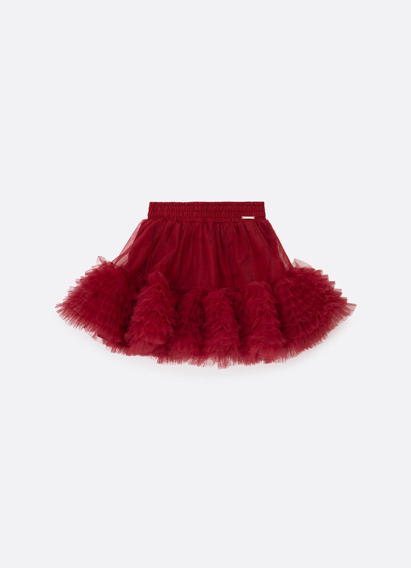 Saia-shorts Infantil Tule Babados Frufru Bala de Cereja - Pituchinhus