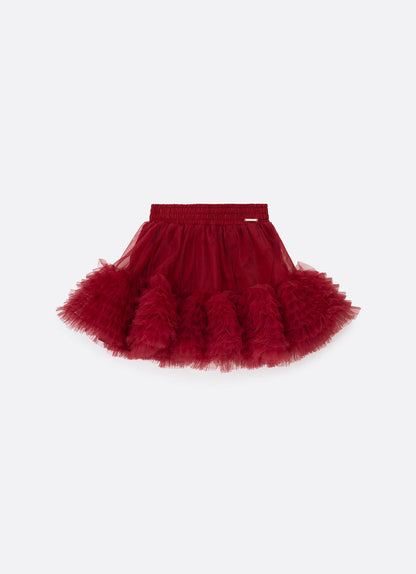Saia-shorts Infantil Tule Babados Frufru Bala de Cereja - Pituchinhus