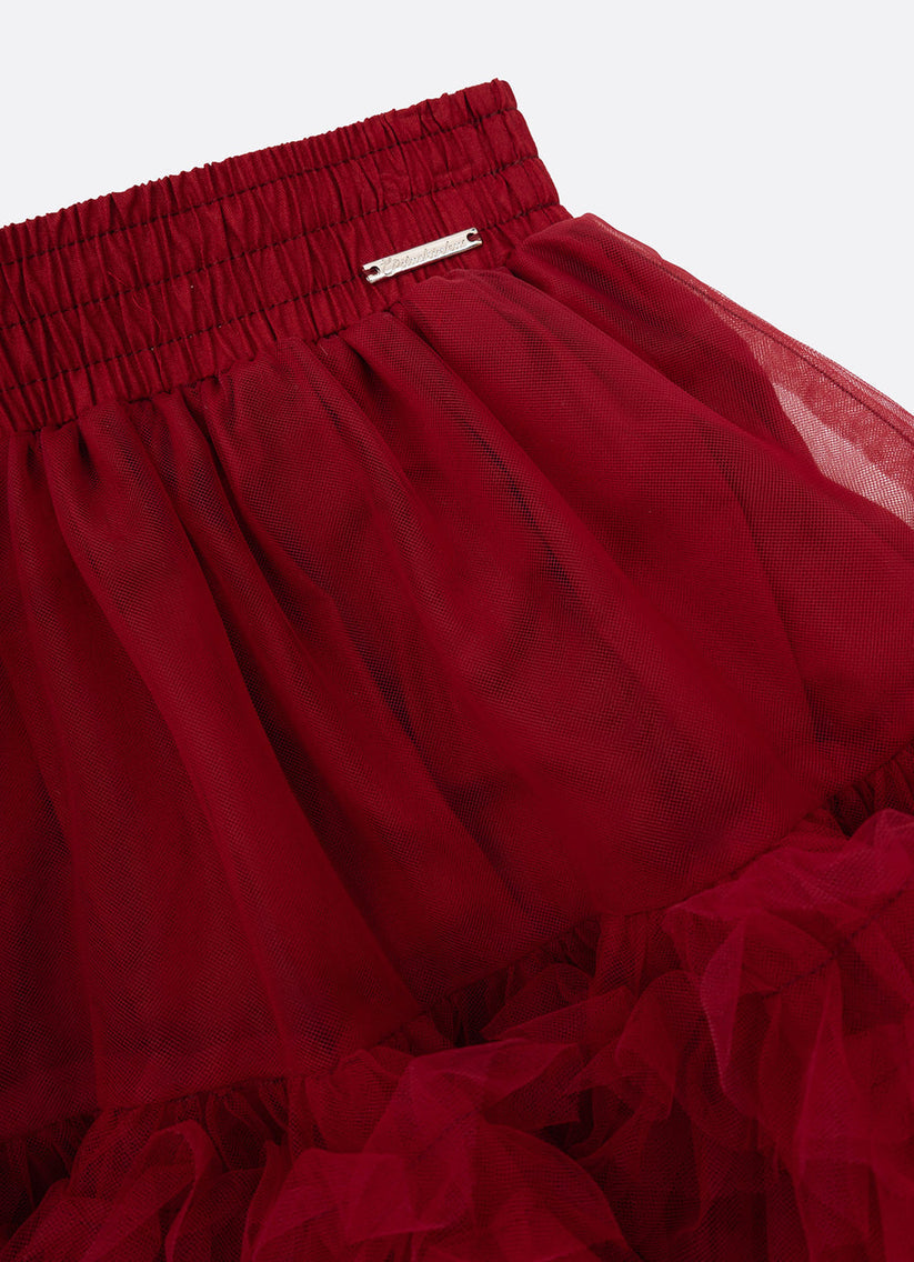 Saia-shorts Infantil Tule Babados Frufru Bala de Cereja - Pituchinhus