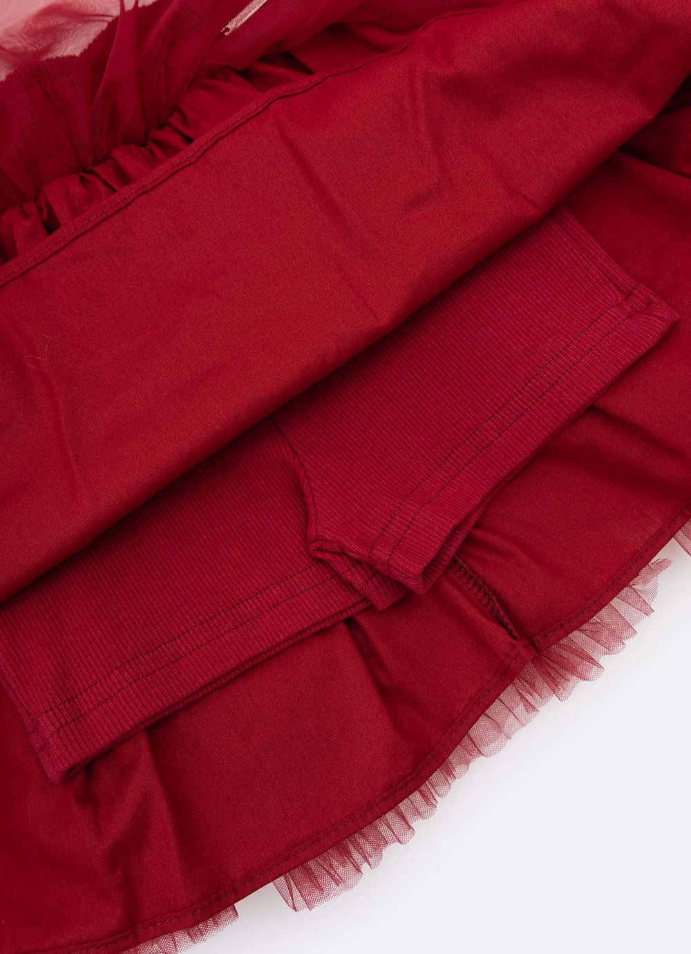 Conjunto Infantil Blusa Tricot Cachorrinhos Cristais Rosa Dolce & Saia-shorts Tule Babados Frufru Bala de Cereja - Pituc