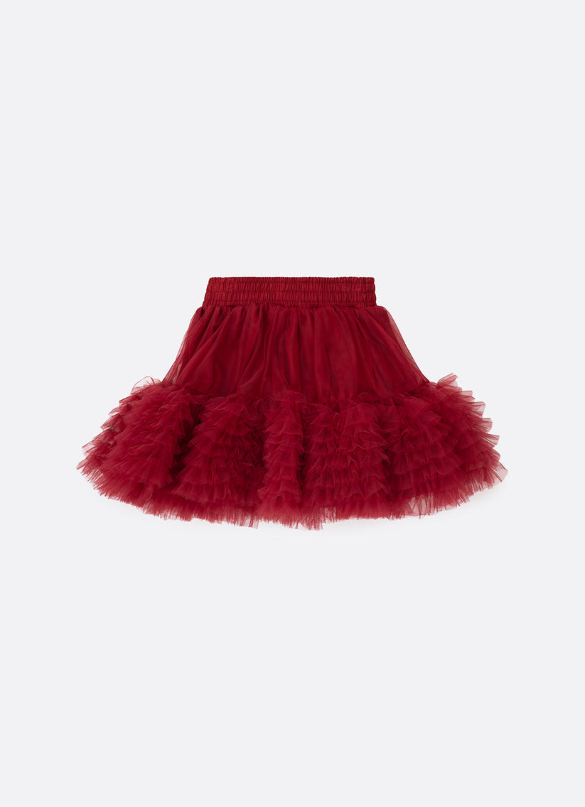 Saia-shorts Infantil Tule Babados Frufru Bala de Cereja - Pituchinhus
