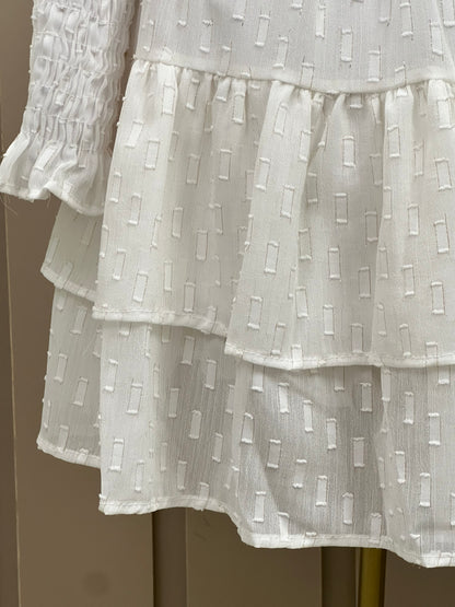 Vestido Infantil Chiffon Rodado ML Cinto Pérolas Ursinho Branco - Luluzinha