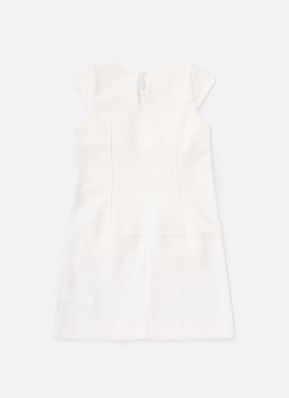 Vestido Infantil Bouclé Lapelas Bordadas Pérolas e Cristais Off White - Pituchinhus