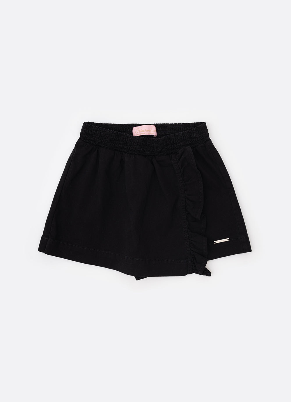 Saia-shorts Infantil Sarja Babadinho Preto - Pituchinhus