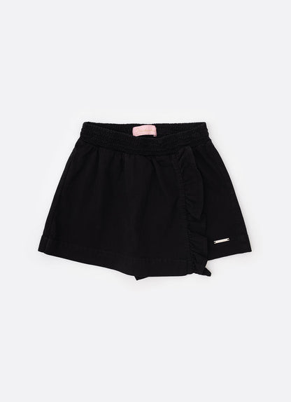 Saia-shorts Infantil Sarja Babadinho Preto - Pituchinhus