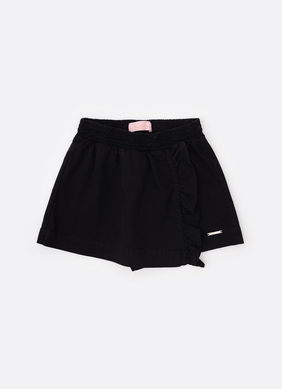 Conjunto Infantil Blusa Tricot ML Jabô Botões e Saia Sarja Babadinho Preto - Pituchinhus