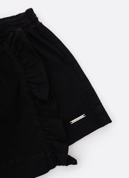Saia-shorts Infantil Sarja Babadinho Preto - Pituchinhus