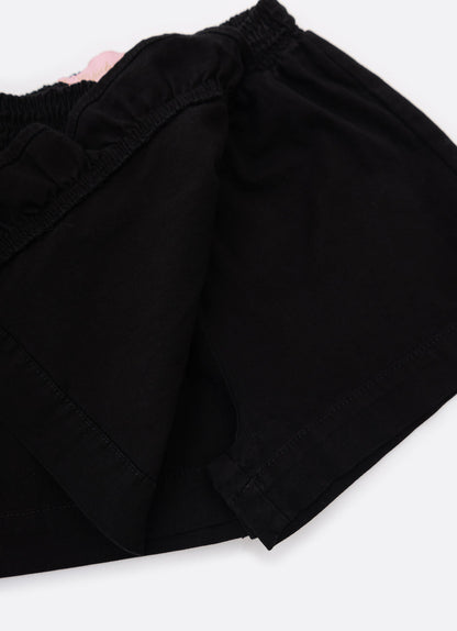 Saia-shorts Infantil Sarja Babadinho Preto - Pituchinhus