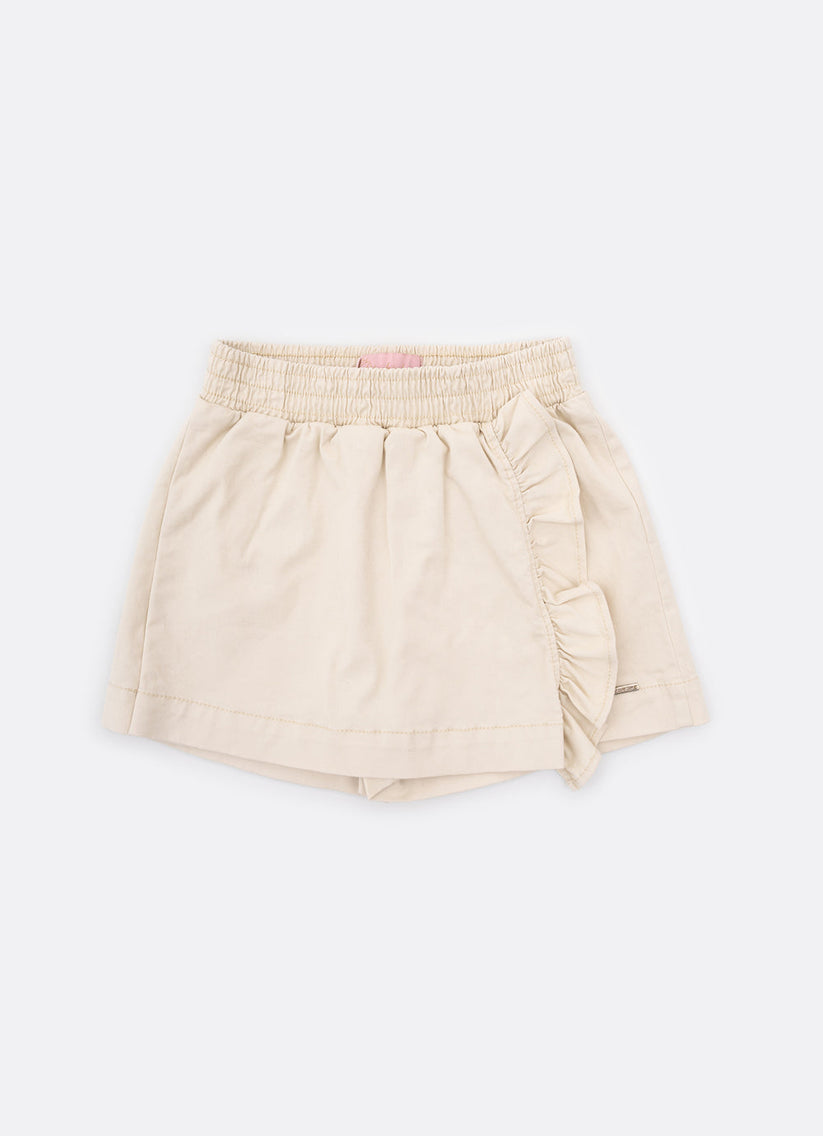Saia-shorts Infantil Sarja Babadinho Bege - Pituchinhus