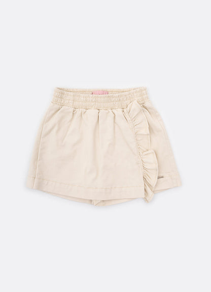 Saia-shorts Infantil Sarja Babadinho Bege - Pituchinhus