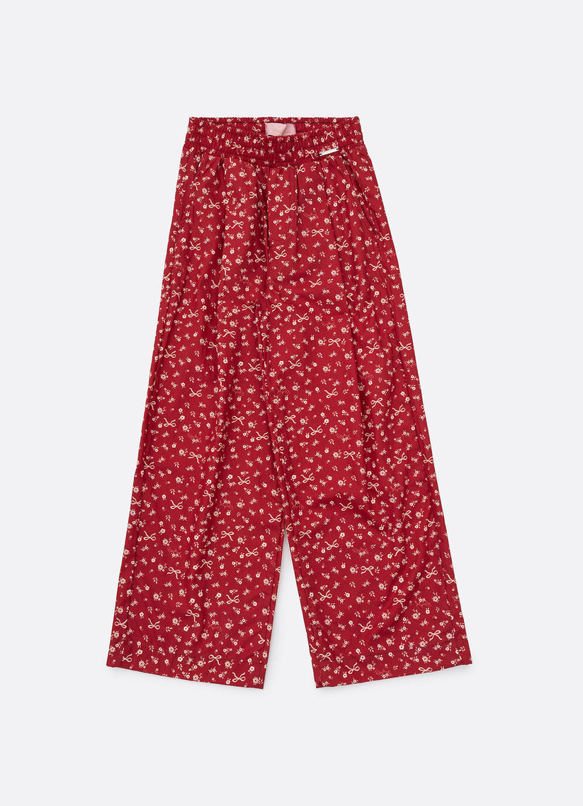 Calça Infantil Reta Mini Flores e Laços Bala de Cereja - Pituchinhus