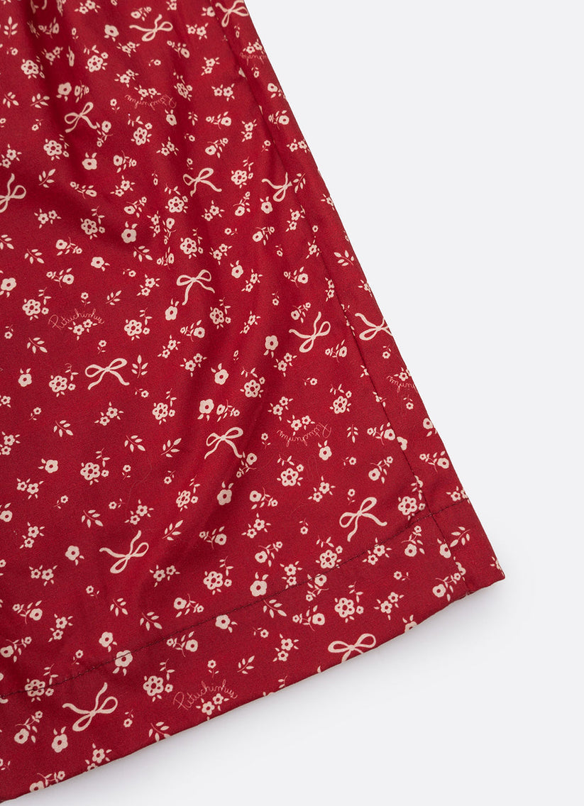 Calça Infantil Reta Mini Flores e Laços Bala de Cereja - Pituchinhus