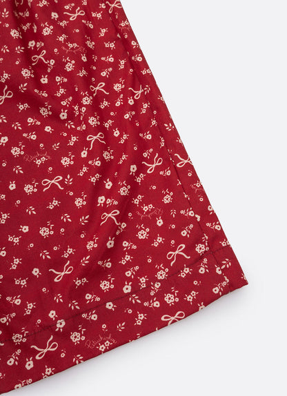 Calça Infantil Reta Mini Flores e Laços Bala de Cereja - Pituchinhus