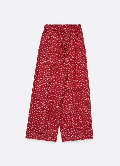 Calça Infantil Reta Mini Flores e Laços Bala de Cereja - Pituchinhus