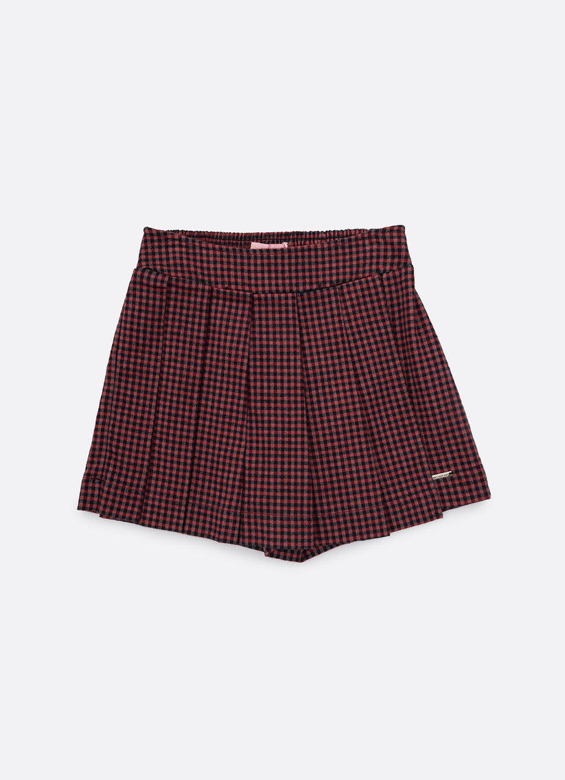 Saia-shorts Infantil Xadrez Pregas - Pituchinhus