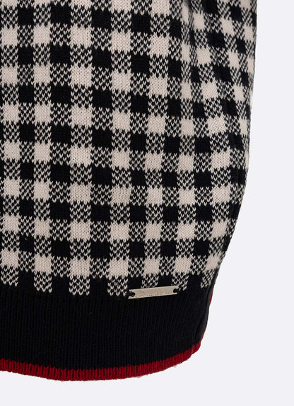 Conjunto Infantil Blusa e Calça Jogging Tricot Xadrez Laço Strass - Pituchinhus