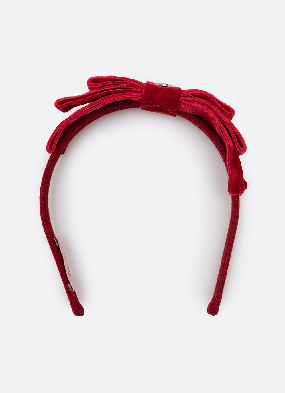 Arquinho Infantil Laço Triplo Veludo Vermelho - Pituchinhus