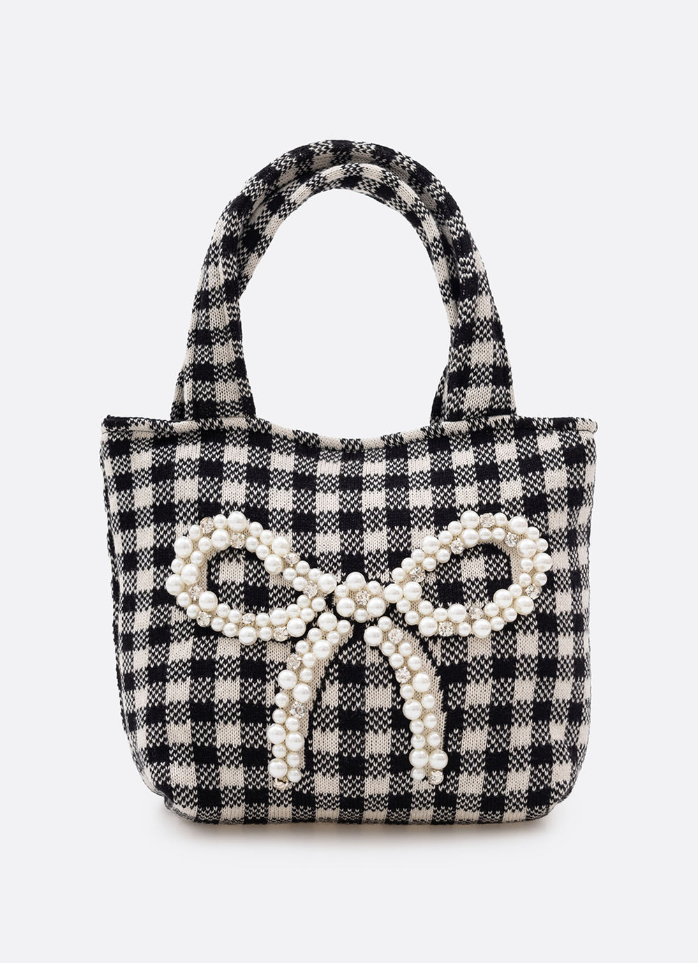 Bolsa Infantil Tricot Xadrez Laço Pérolas - Pituchinhus