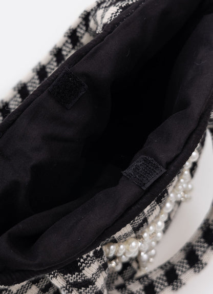 Bolsa Infantil Tricot Xadrez Laço Pérolas - Pituchinhus