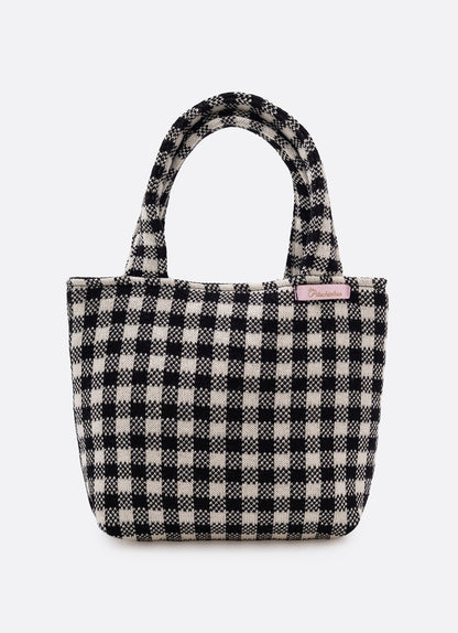 Bolsa Infantil Tricot Xadrez Laço Pérolas - Pituchinhus
