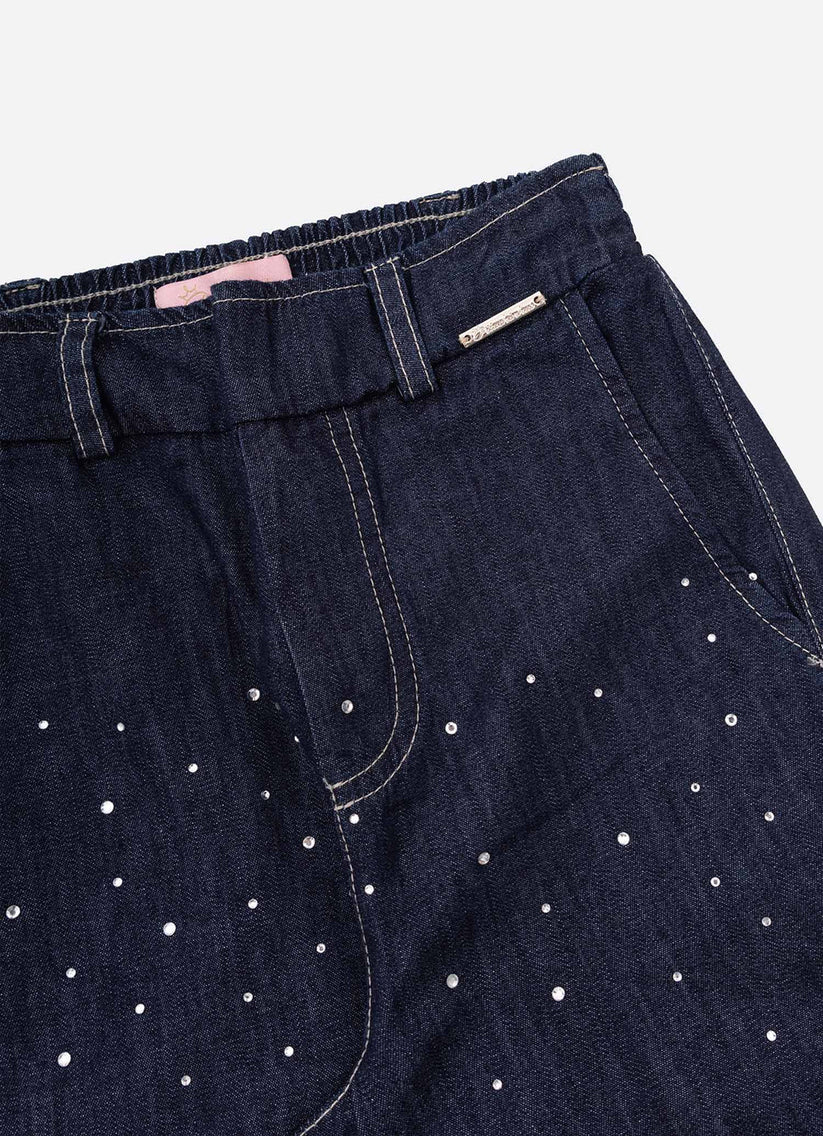 Calça Infantil Reta Jeans Cristais - Pituchinhus