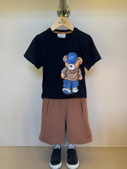 Bermuda Infantil Moletom Bolso Embutido Chocolate - Dame