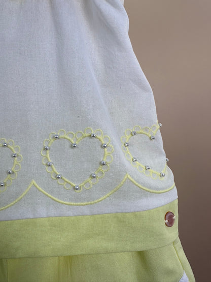 Conjunto Infantil Blusa Bordado Laços e Shorts Babadinho Amarelo - Petit Cherie