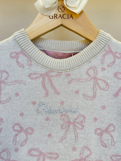 Blusa Infantil Tricot Jacquard Multi-laços Ninive - Pituchinhus